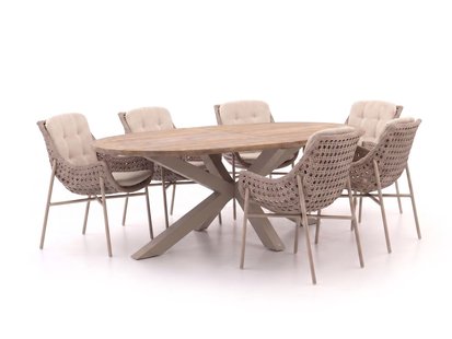 + 15% kassakorting | Manifesto Novara/ROUGH-Y Ellips 240cm dining tuinset 7-delig - Laagste prijsgarantie!