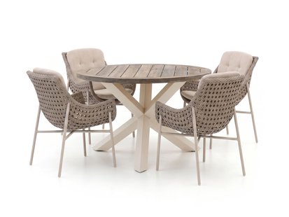 + 15% kassakorting | Manifesto Novara/ROUGH-Y ø120cm dining tuinset 5-delig - Laagste prijsgarantie!