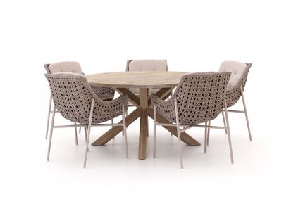 + 15% kassakorting | Manifesto Novara/ROUGH-Y ø150cm dining tuinset 6-delig - Laagste prijsgarantie!