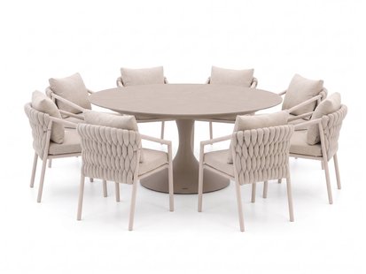 + 15% kassakorting | SUNS Sato/Nova ø170cm dining tuinset 9-delig - Laagste prijsgarantie!