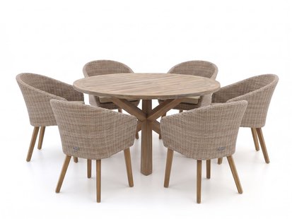 + 15% kassakorting | Intenso Tropea/ROUGH-Y ø150cm dining tuinset 7-delig - Laagste prijsgarantie!