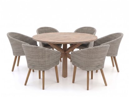 + 15% kassakorting | Intenso Tropea/ROUGH-Y ø150cm dining tuinset 7-delig - Laagste prijsgarantie!