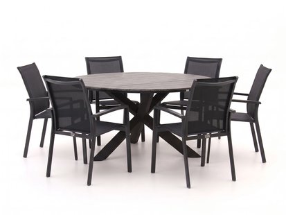 + 15% kassakorting | Forza Centallo/Fidenza ø149cm dining tuinset 7-delig stapelbaar - Laagste prijsgarantie!