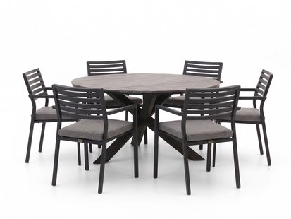 + 15% kassakorting | Bellagio Rumo/Fidenza ø149cm dining tuinset 7-delig stapelbaar - Laagste prijsgarantie!