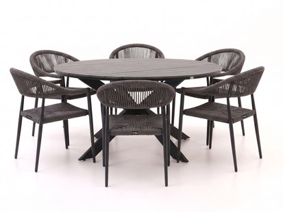 + 15% kassakorting | Manifesto Belpasso/Fidenza ø149cm dining tuinset 7-delig stapelbaar - Laagste prijsgarantie!
