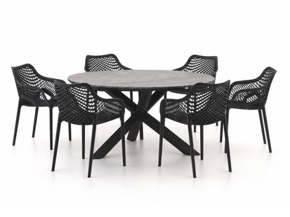 + 15% kassakorting | Forza Ripi/Fidenza ø149cm dining tuinset 7-delig stapelbaar - Laagste prijsgarantie!