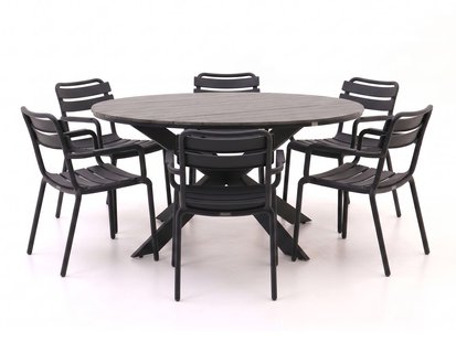 + 15% kassakorting | Forza Vico/Fidenza ø149cm dining tuinset 7-delig stapelbaar - Laagste prijsgarantie!