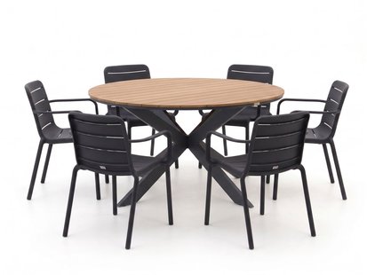 + 15% kassakorting | Forza Narni/Fidenza ø149cm dining tuinset 7-delig stapelbaar - Laagste prijsgarantie!