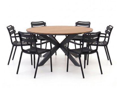 + 15% kassakorting | Forza Vico/Fidenza ø149cm dining tuinset 7-delig stapelbaar - Laagste prijsgarantie!