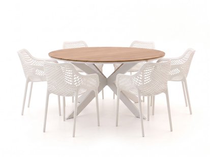 + 15% kassakorting | Forza Ripi/Fidenza ø149cm dining tuinset 7-delig stapelbaar - Laagste prijsgarantie!