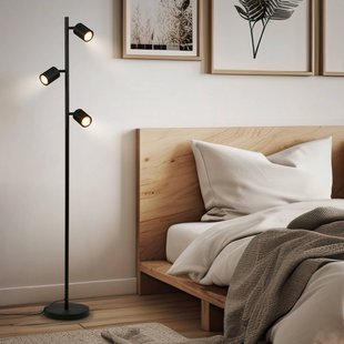 Briloner Vloerlamp Ida, zwart, 3-lamps, hoogte 141 cm, GU10