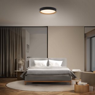 OSRAM LED plafondlamp ORBIS LARIOS, zwart/hout Ø 39 cm, dimbaar