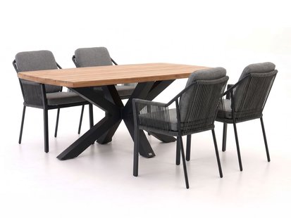 + 15% kassakorting | Tierra Outdoor Liv/Induno Deens Ovaal 180cm dining tuinset 5-delig stapelbaar - Laagste prijsgarantie!