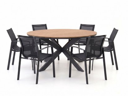 + 15% kassakorting | Forza Altea/Fidenza ø149cm dining tuinset 7-delig stapelbaar - Laagste prijsgarantie!