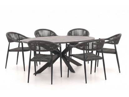 + 15% kassakorting | Manifesto Belpasso/Fidenza ovaal 180cm dining tuinset 7-delig stapelbaar - Laagste prijsgarantie!