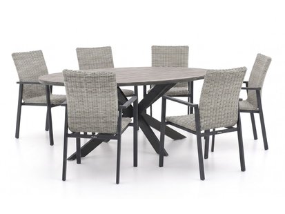 + 15% kassakorting | Manifesto Villongo/Fidenza ovaal 180cm dining tuinset 7-delig stapelbaar - Laagste prijsgarantie!
