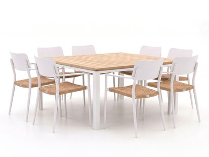 + 15% kassakorting | Bellagio Cino/Linosa 160x160cm dining tuinset 9-delig stapelbaar - Laagste prijsgarantie!