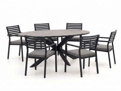 + 15% kassakorting | Bellagio Rumo/Fidenza ovaal 220cm dining tuinset 7-delig stapelbaar - Laagste prijsgarantie!