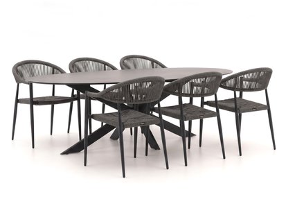 + 15% kassakorting | Manifesto Belpasso/Furato ellips 200cm dining tuinset 7-delig stapelbaar - Laagste prijsgarantie!