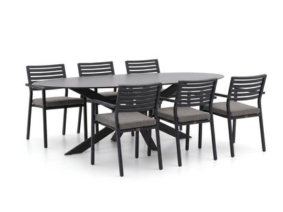 + 15% kassakorting | Bellagio Rumo/Furato ellips 200cm dining tuinset 7-delig stapelbaar - Laagste prijsgarantie!