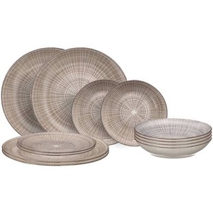 Cookinglife Serviesset Baia Bruin 12-delig / 4 personen - 4 dinerborden, 4 ontbijtborden en 4 diepe borden