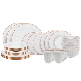 Cookinglife Serviesset Stratton 30-delig / 6 personen - 6 dinerborden, 6 ontbijtborden, 6 diepe borden, 6 kommen en 6 mokken