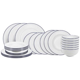 Cookinglife Serviesset Whitmore 24-delig / 6 personen - 6 dinerborden, 6 ontbijtborden, 6 diepe borden en 6 kommen