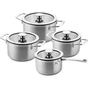 DUCQ Pannenset 4-Delig - Downdraft Geschikt - Kookpan ø 18, 20, 20 cm & Steelpan ø 16 cm + Deksels