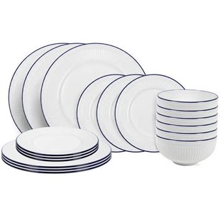Cookinglife Serviesset Whitmore 18-delig / 6 personen - 6 dinerborden, 6 ontbijtborden en 6 kommen