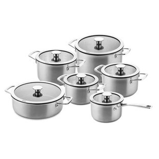 DUCQ Pannenset 6-Delig - Downdraft Geschikt - Kookpan ø 16, 18, 20, 24 cm & Steelpan ø 16 cm & Braadpan ø 26 cm + Deksels