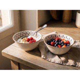 Cookinglife Serviesset Noria 18-delig / 6 personen - 6 dinerborden, 6 ontbijtborden en 6 kommen