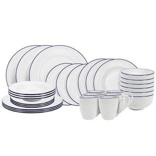 Cookinglife Serviesset Whitmore 30-delig / 6 personen - 6 dinerborden, 6 ontbijtborden, 6 diepe borden, 6 kommen en 6 mokken