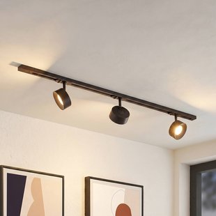 Lindby railsystem Linaro, Ø 9,5 cm, 3-lamps, LED, zwart