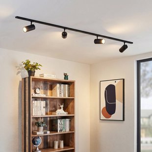 Lindby railsystem Linaro Ø7 cm, 4-lamps, LED, zwart, CCT