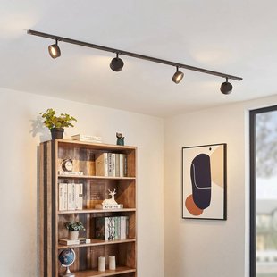 Lindby railsystem Linaro, Ø 9,5 cm, 4-lamps, LED, zwart