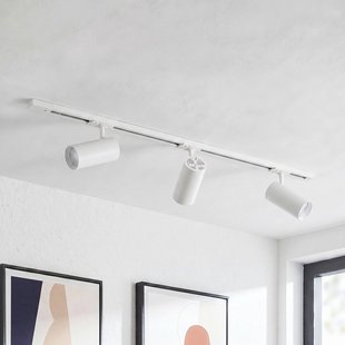 Lindby railsysteem Linaro, Ø 7 cm, 3-lamps, LED, wit, CCT