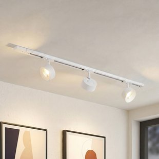 Lindby railsysteem Linaro, Ø 9,5 cm, 3-lamps, LED, wit