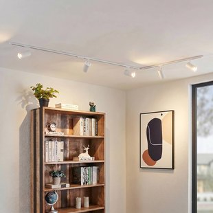 Lindby railsystem Linaro, Ø 7 cm, 5-lamps, LED, wit, CCT