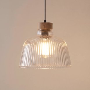 Lamkur Hanglamp Asta, eikenhout/glas, Ø 28 cm, E27