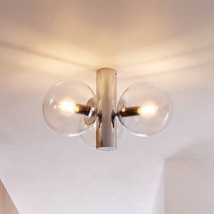 Lamkur Plafondlamp Sferio, chroom/transparant, glas, 3-lamps, E14