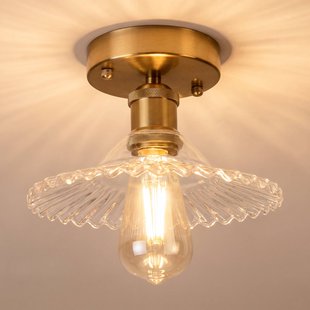 Lamkur Plafondlamp Trish, messing/helder, glas, Ø 22 cm, E27