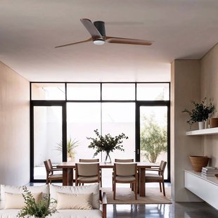 Heywood L LED plafondventilator zwart/hout DC stil - Faro FARO BARCELONA - Woonkamer - Modern - 1 lamp