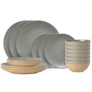 Costa Nova Serviesset Arenito Sage Green 18-delig / 6 personen - 6 dinerborden, 6 ontbijtborden & 6 kommen