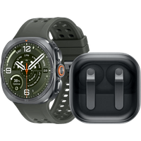 Samsung Galaxy Watch Ultra 2 5G Titanium Zilver/Groen 47mm +Samsung Galaxy Buds4 Pro Zwart