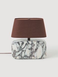 Kleine tafellamp Maleo met marmeren voet Calacatta Viola