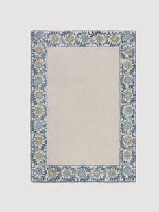 Handgetuft laagpolig wollen vloerkleed Myla Floral Frame