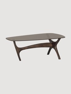 Salontafel Flash van mangohout met glazen tafelblad