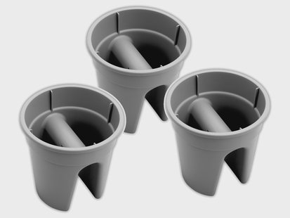 KHW Set van 3 balkon bloempotten Flowerclip (Grijs)