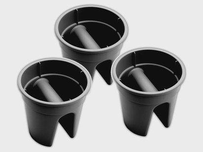 KHW Set van 3 balkon bloempotten Flowerclip (Antraciet)