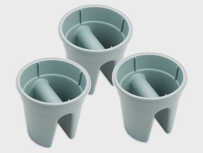 KHW Set van 3 balkon bloempotten Flowerclip (pastel mintgroen)
